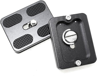 Maxmoral 2PCS 38x50mm Black Universal Metal Quick Release Plate with 1/4 Inch Screws Aluminium Adapter Compatible with Camera Tripod Ball Joint Standard