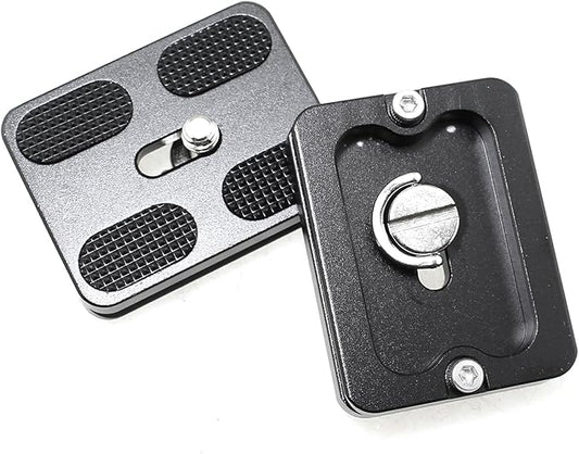 Maxmoral 2PCS 38x50mm Black Universal Metal Quick Release Plate with 1/4 Inch Screws Aluminium Adapter Compatible with Camera Tripod Ball Joint Standard