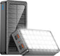 Solar Charger Power Bank 66800mAh Portable Charger with USB-C in/Output 22.5W QC3.0 Fast Charging 5 Out Ports Battery Pack Built-in 32 Led Flashlights for iPhone Samsung Tablet Camping