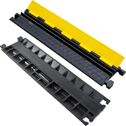 Heavy-Duty Rubber Cable Protector Ramp, Floor Cable Wire Cord Cover Speed Bumps 22000 Lbs Load Capacity, Driveway Hose Cable Ramp Protective Cover for Indoor Outdoor (Small 2-Channel x 4Pcs)