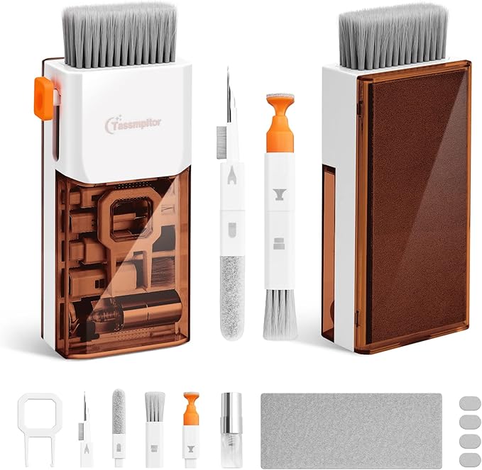 Laptop Screen Keyboard Cleaner Kit, All in 1 Electronics Cleaning Tool for MacBook iPad iPhone Pro Cell Phone, Brush Tool for Tablet, Computer, PC Monitor,TV Camera Lens with Patent, Brown
