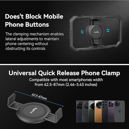 SmallRig Universal Quick Release Phone Cage, Aluminium Alloy Magnetic Smartphone Video Rig Support for MagSafe, Phone Video Rig for iPhone 16 15 14 Pro Max for Samsung for Huawei and More