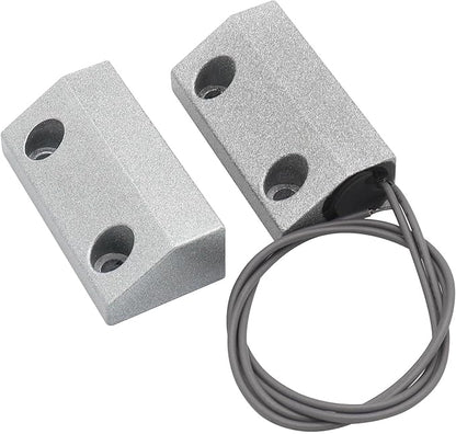 Magnetic Reed Switch Wired Surface Mount Normally Open NO Contact Sensor Alarm Magnetic Door Switch with 2 Wires, Zinc Alloy Sliver, MC-56