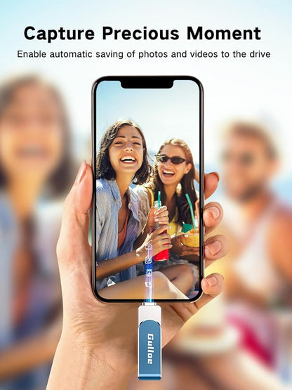 Gulloe 512GB Flash Drive Intended for iPhone, Memory Stick Storage for Photos and Videos Backup, Compatible with iPhone iPad Android PC, Plug and Play, No Application Required (Navy Blue)