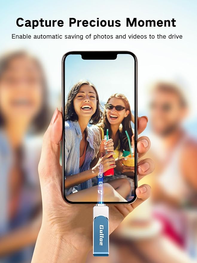 Gulloe 256GB Flash Drive Intended for iPhone, Memory Stick Storage for Photos and Videos Backup, Compatible with iPhone iPad Android PC, Plug and Play, No Application Required (Navy Blue)