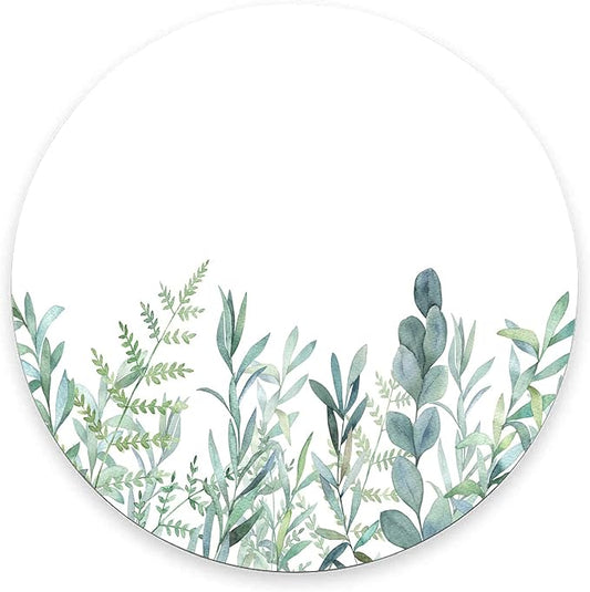 Round Mouse Pad, Green Grass Mouse Pad, Washable Gaming Mousepads with Lycra Cloth, Non-Slip Rubber Base Computer Small Mouse Pads for Wireless Mouse, Leaves
