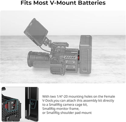 SmallRig Battery Plate with V-Lock Mount with Dual 15mm Rod Clamp Kit for Camera Power Supply - 4958