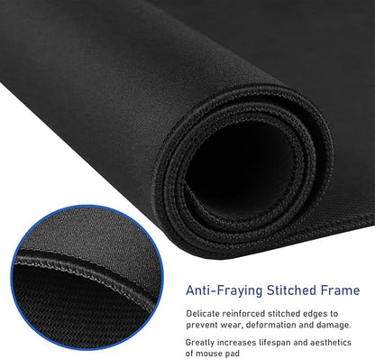 Large Extended Gaming Mouse Pad with Stitched Edges, (31.5X15.7In) Durable Non-Slip Natural Rubber Base, Waterproof Computer Keyboard Pad Mat for Esports Pros/Gamer/Desktop/Office/Home-Black