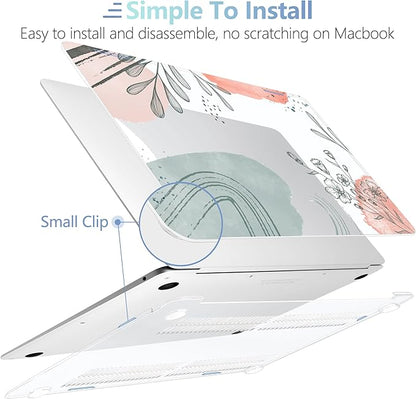 MEEgoodo for MacBook Air 13.3 inch Case 2021 2020 2019 2018 A2337 M1 A2179 A1932, Clear Case for MacBook Air M1 with Keyboard Webcam Cover & Trackpad Film & Type C Adapter,Watercolor Floral 3
