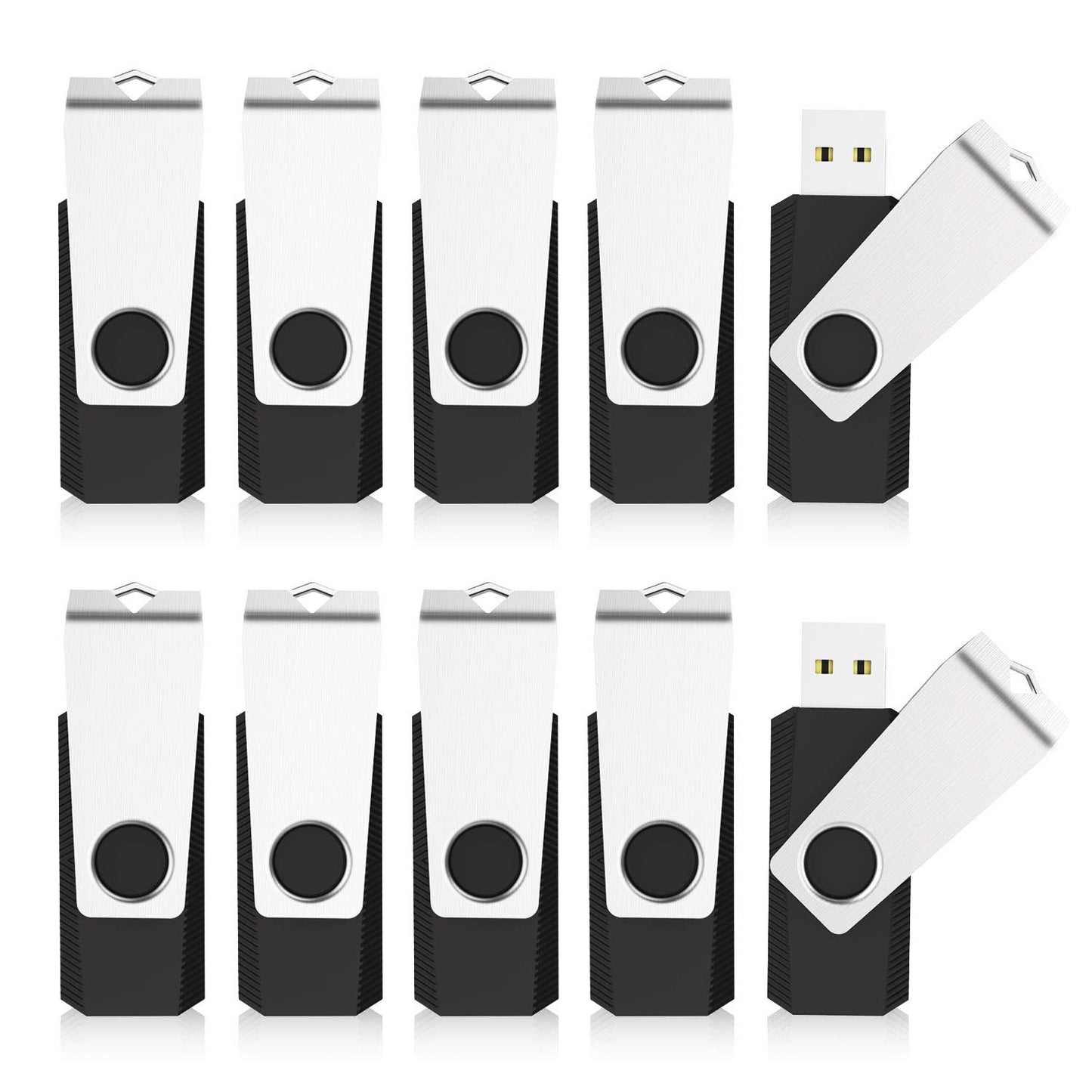 KEXIN Bulk USB 50 Pack 1GB USB Flash Drives Flash Drive Thumb Drive Bulk Flash Drives Swivel USB 2.0 (1G, 50PCS, Black)