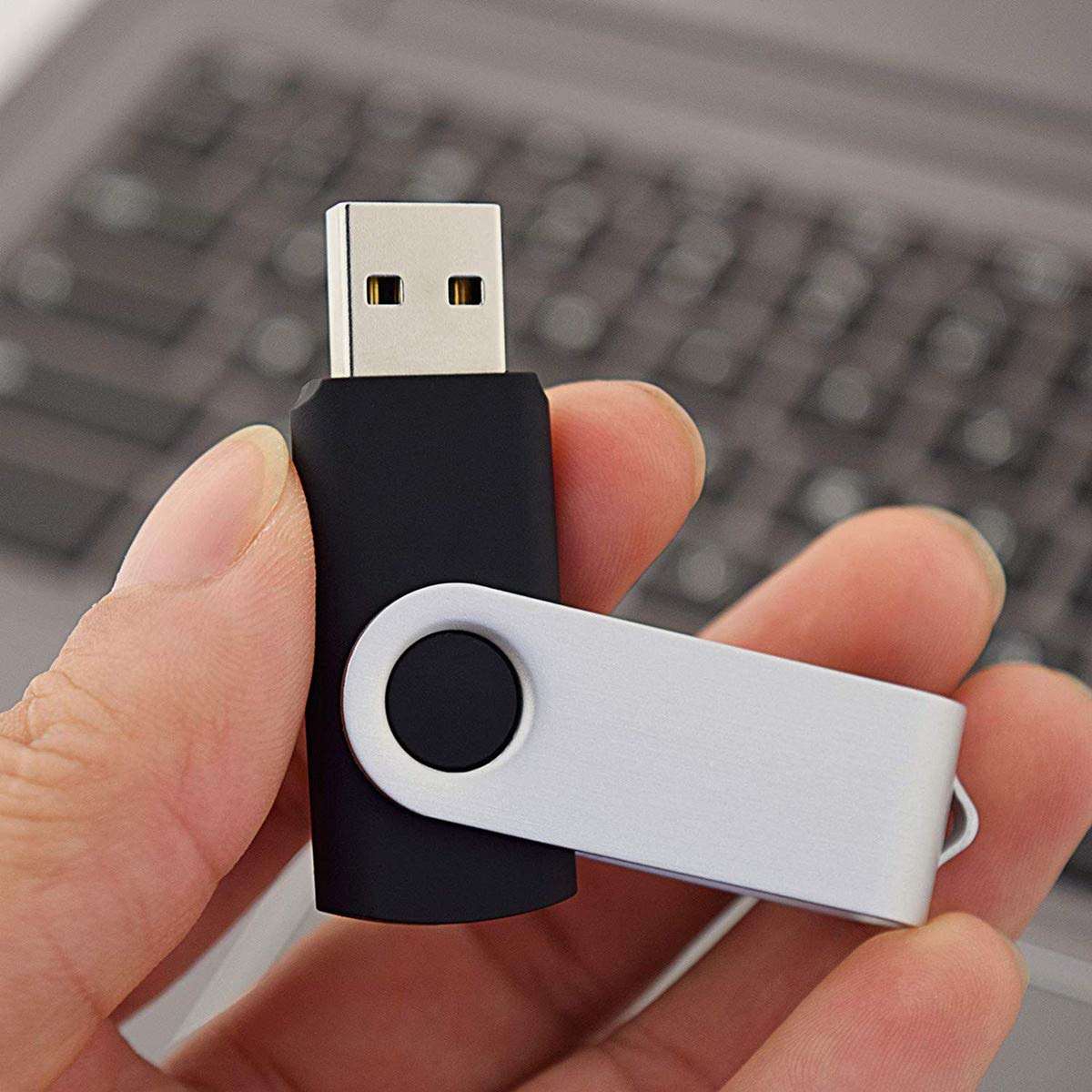 Aiibe 2GB Flash Drives 20 Pack 2GB USB Flash Drive Bulk USB 2.0 Thumb Drives Swivel Zip Drive (2 GB, Black)