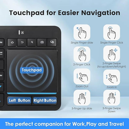 Multi-Device Wireless Bluetooth Keyboard with Touchpad-Wireless Keyboard with Multi-Touch Big Size Trackpad,Support 3 Devices for PC,Windows, Android, Chrome OS, Laptop, Tablet