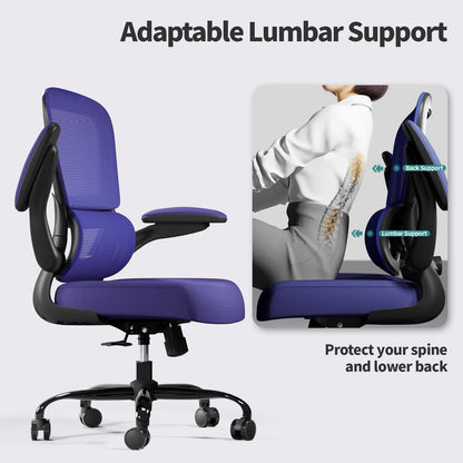 TRALT Office Chair - Ergonomic Desk Chair with Adjustable Lumbar Support, Mesh Computer Chair, Executive Chair for Home Office Comfortable Lumbar Support (1, Violet)