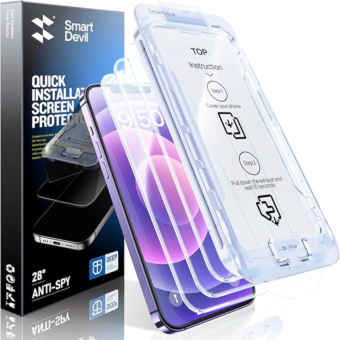 SMARTDEVIL 2-Pack Screen Protector for iPhone 12 Mini, Tempered Glass, HD Clear Film, Easy Installation, Dust-Free & Bubble-Free