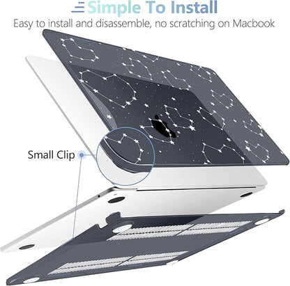 MEEgoodo for M4/M3/M2 MacBook Air 15.3 inch Case 2025 2024 2023, Case Fit Model (A3241/A3114/A2941) for MacBook Air 15 inch, Laptop Hard Shell with Keyboard Cover, Constellations & Hearts
