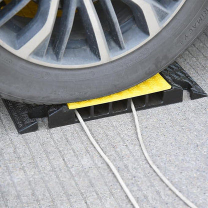 Rubber Cable Protector Ramp, Heavy Floor Cable Wire Cord Cover Speed Bumps 22000Lbs Load Capacity, Driveway Hose Cable Ramp Protective Cover for Indoor and Outdoor (5-Channel x 2Pcs)
