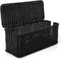 Cable Management Box, Handmade Rattan Cable Organizer, 2 Open Slots Cords Hider Box, Under Desk Cord Organizer for Computer Router USB Hub & Power Strip, Patent Pending, 13" x 5.1" x 5.1", Black