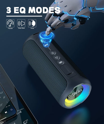 Ortizan Portable Bluetooth Speaker (2nd Gen), 40W powerful sound and deep bass, IPX7 waterproof, 30 hours of playtime, TWS for 2 speakers pairing for home, outdoor and travel - Electronics gift, Black