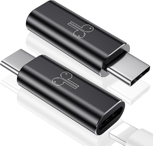 Temdan 2 Pack Lightning to USB C Adapter for iPhone 15/16 Pro/Pro Max/Plus, Support Audio/OTG Adapter, Type C Charger Connector Cable, Black