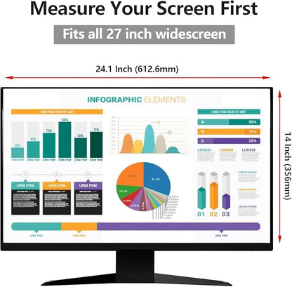 [2 Pack Computer Privacy Screen Shield Compatible for 26/27 Inch 16:9 Widescreen Desktop Monitor - Anti Glare & Blue Light Filter - Hanging Design for Easy On/Off