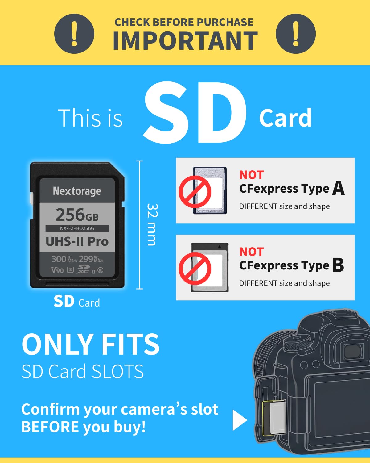 Nextorage Japan 128GB 2Pack SDCard UHS-II Memory Card V90 Canon, Sony, Nikon, Fujifilm, Panasonic Camera 8K 4K High-Speed Continuous Shooting pSLC Max Read 300MB/s Max Write 299MB/s NX-F2PRO128G