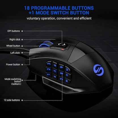 UtechSmart Venus Gaming Mouse RGB Wired, 16400 DPI High Precision Laser Programmable MMO Computer Gaming Mice [IGN's Recommendation]