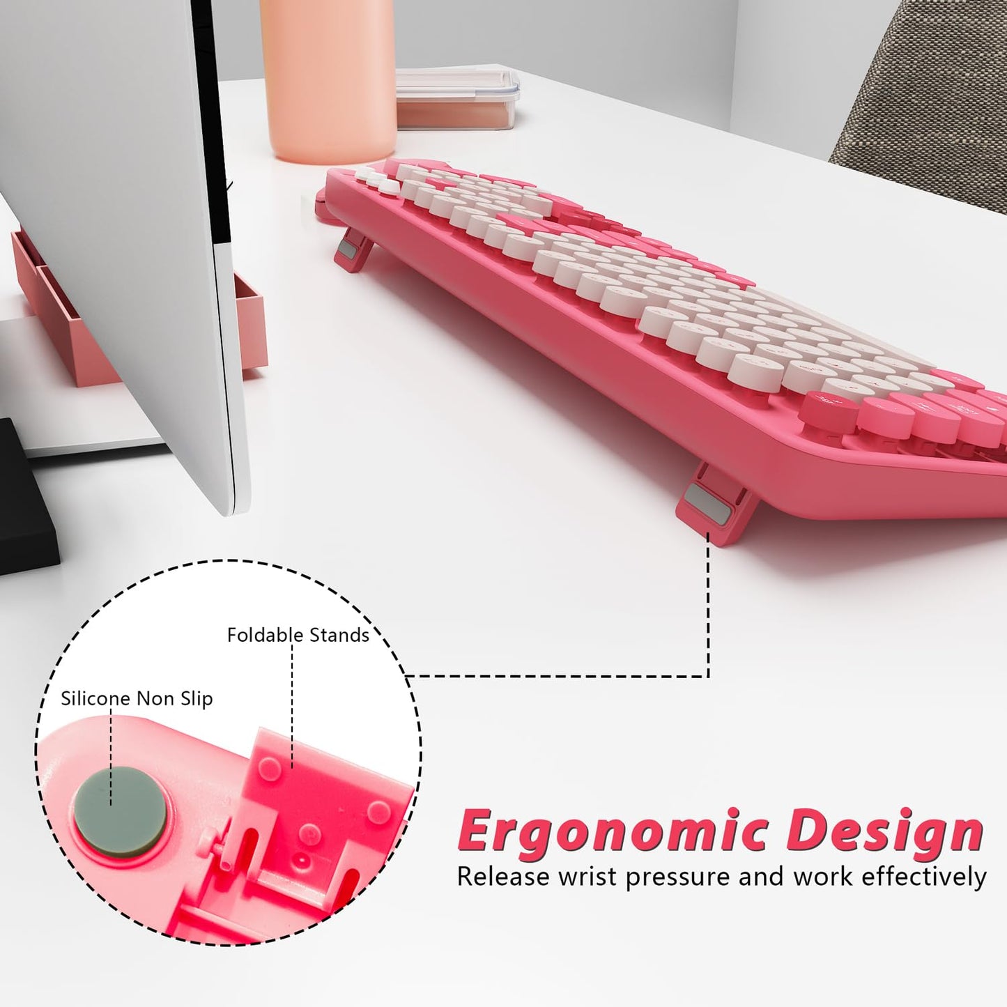 Colorful Wireless Keyboard and Mouse for PC Laptop