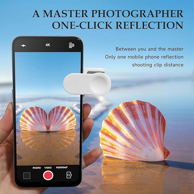 Mirror Effect Lens - Capture Stunning Reflections Instantly, Smartphone Camera Mirror Reflection Clip Kit, Adjustable Angle Mobile Phone Camera Mirror Clip for Outdoor Travel Photography (Black)