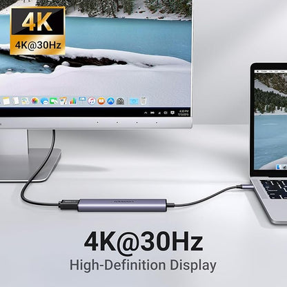 UGREEN Revodok 105 USB C Hub 5 in 1 Multiport Adapter 4K HDMI, 100W Power Delivery, 3 USB-A Data Ports, USB C Dongle for MacBook Pro/Air, iPad Pro, iMac, iPhone 15 Pro/Pro Max, XPS, Thinkpad