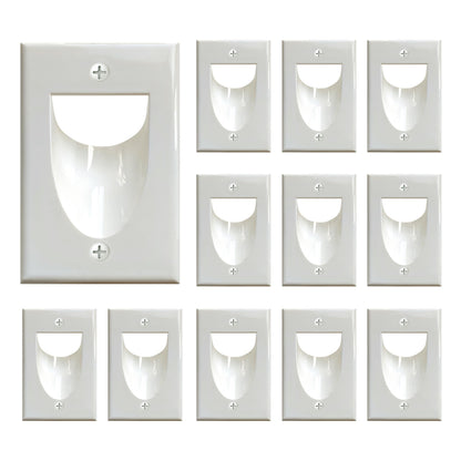 BestMounts - 12 Pack Inner Nose Behind Wall Cable Management TV Cord Hider for Wall Mounted TV - Single Gang Low Voltage Recessed Wall Plates Cable Pass Through for Wires, HDTV, HDMI (White)