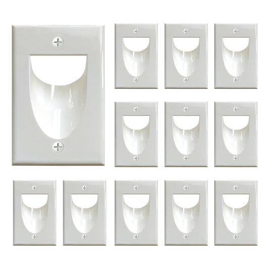 BestMounts - 12 Pack Inner Nose Behind Wall Cable Management TV Cord Hider for Wall Mounted TV - Single Gang Low Voltage Recessed Wall Plates Cable Pass Through for Wires, HDTV, HDMI (White)