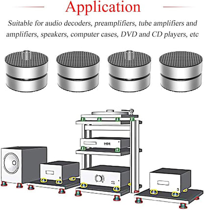 Audiocrast 4X HiFi Speaker Spike Pad Isolation Feet Stand Feet 40X23MM Shock Absorber with Stainless Steel Ball for Audio Speaker Subwoofer CD DVD Amplifier Turntable DAC