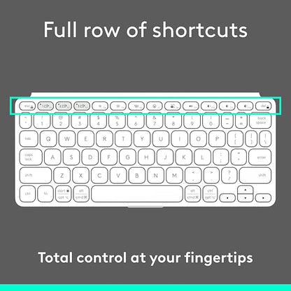 Logitech Keys-to-GO 2 Portable Compact Wireless Keyboard with Built-in Cover, Slim Tablet Keyboard for iPad, iPhone, Mac, Apple TV - Pale Grey