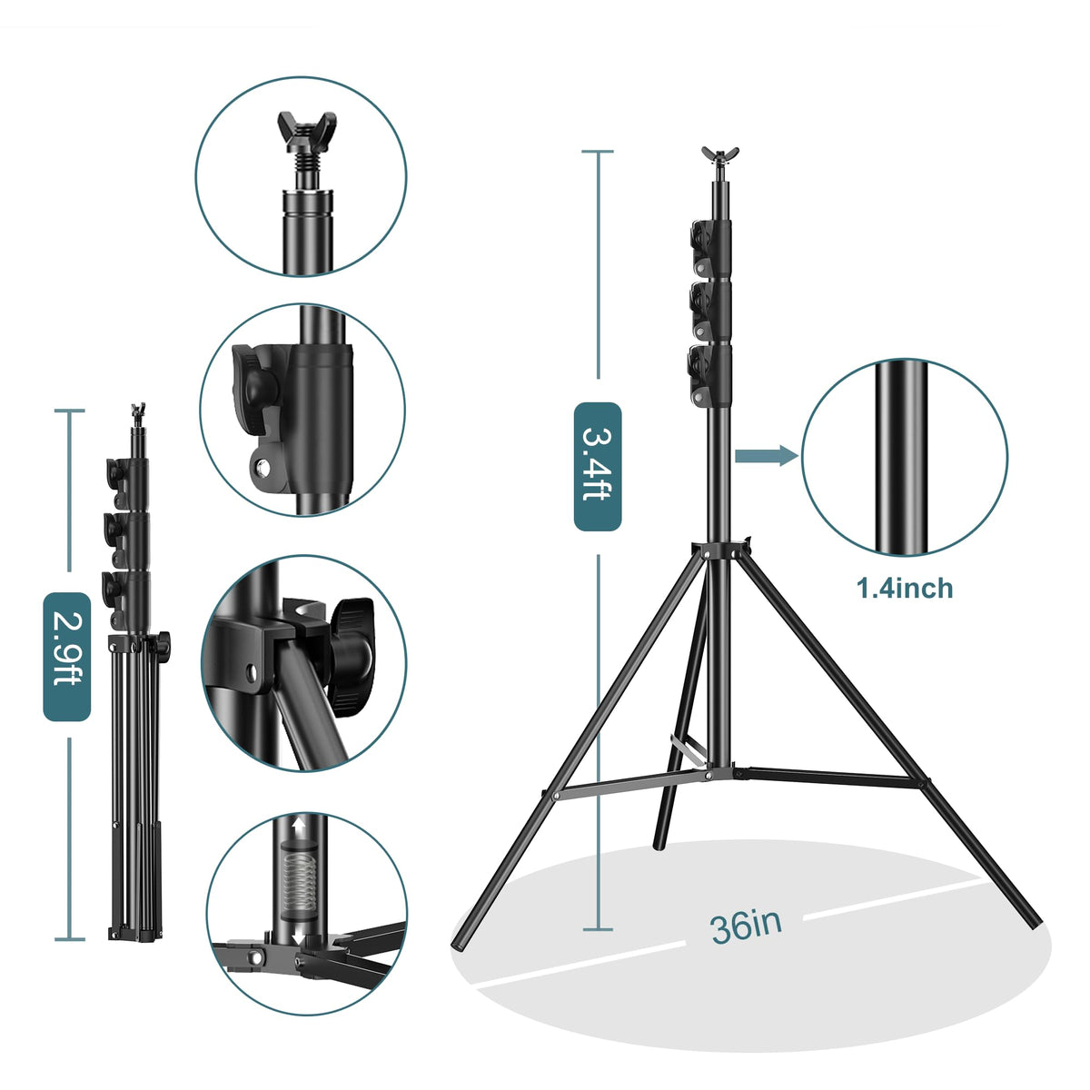 FUDESY Photo Video Studio 10 x 10Ft Heavy Duty Adjustable Backdrop Stand,Background Support System for Photography with Carry Bag, 6 Pcs Clip Clamps