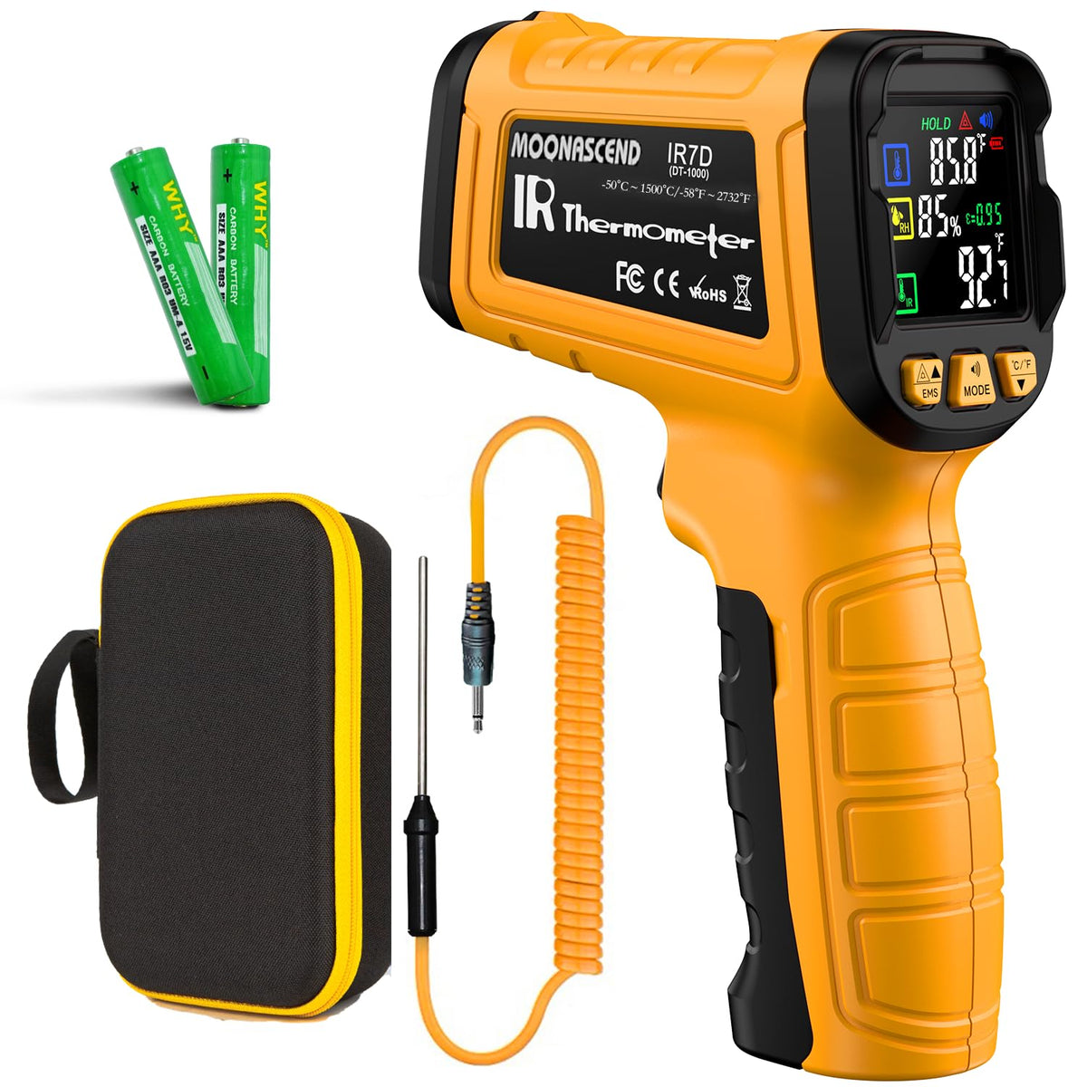 MOONASCEND -58°F to 1796°F Infrared Thermometer Gun, Dual-Mode 16:1