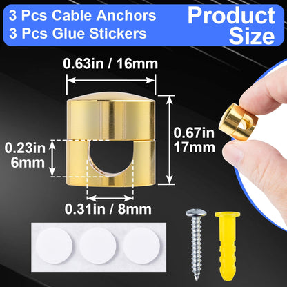 SmallCat 3 Sets Charger Holders for Cords, Gold Metal Cord Holder for Desk