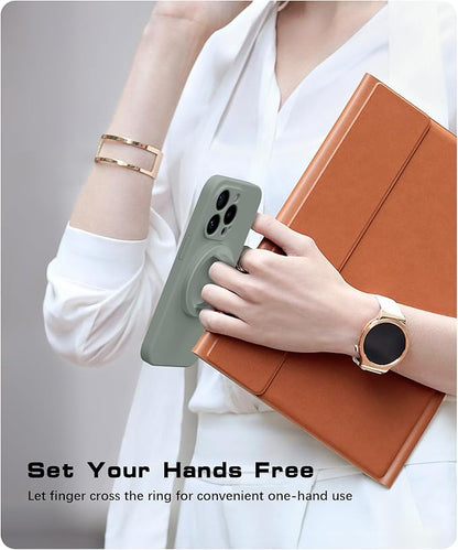 Magnetic Phone Grip, Removable Loop Grip with Soft Finger Strap, Silicone Phone Ring Holder for Back of Phone for iPhone 16/15/14/13/12 Pro Max/Plus, Calke Green