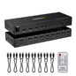 8 Port KVM Switch HDMI 4K@30Hz, USB2.0 HDMI KVM Switch for 8 Computers Share 1 Monitor Keyboard Mouse Printer, Support Hotkey Switch, with Remote Control and 8 USB Cables