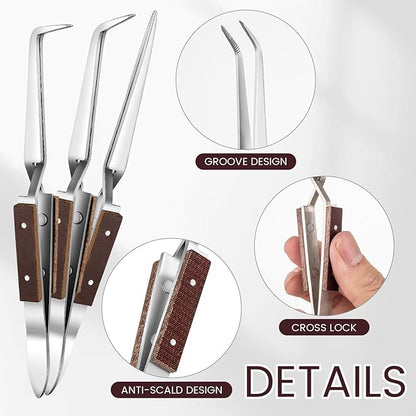 Gisafai 6 Pcs Jewelry Soldering Kit Include 2 Soldering Block Honeycomb Ceramic Welding Boards, 1 Copper Tongs, 3 Tweezers Reverse Tweezers Jewelers Making Melting Casting Tools Supplies