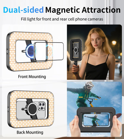 Magnetic 6000mAh Selfie Ring Light for iPhone 448LED RGB Light with Stand