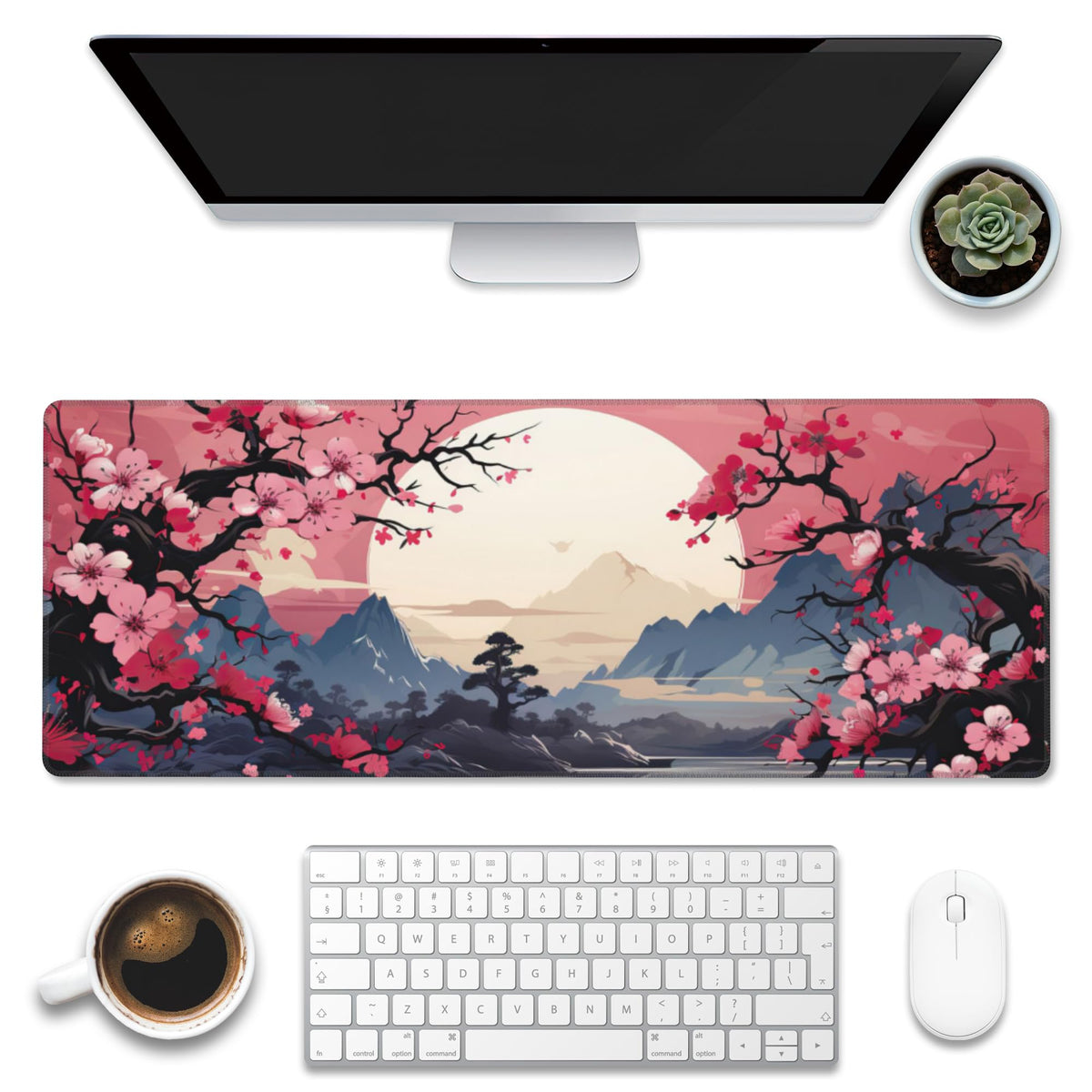 Eflxamz Large Gaming Mouse Pad for Desk,Cute Forest Mushroom Desk Mat,Starry Night Mushroom Desk Pad,Extended Big Computer Keyboard Mouse Pad with Non-Slip Base and Stitched Edge,35.4"x15.7"