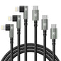 90 Degree iPhone Charger 6FT [Apple MFi Certified] 3Pack USB C to Lightning