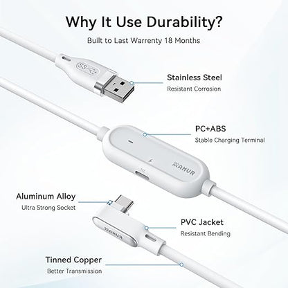 AMVR 16FT(5M) Charging Link Cable Accessories Compatible with Meta Quest 3/3S/Pico 4 - Data Line with Separate Fast Charging Port, High-Speed Max 5Mbps Transfer to PCVR/SteamVR, Play While Charger