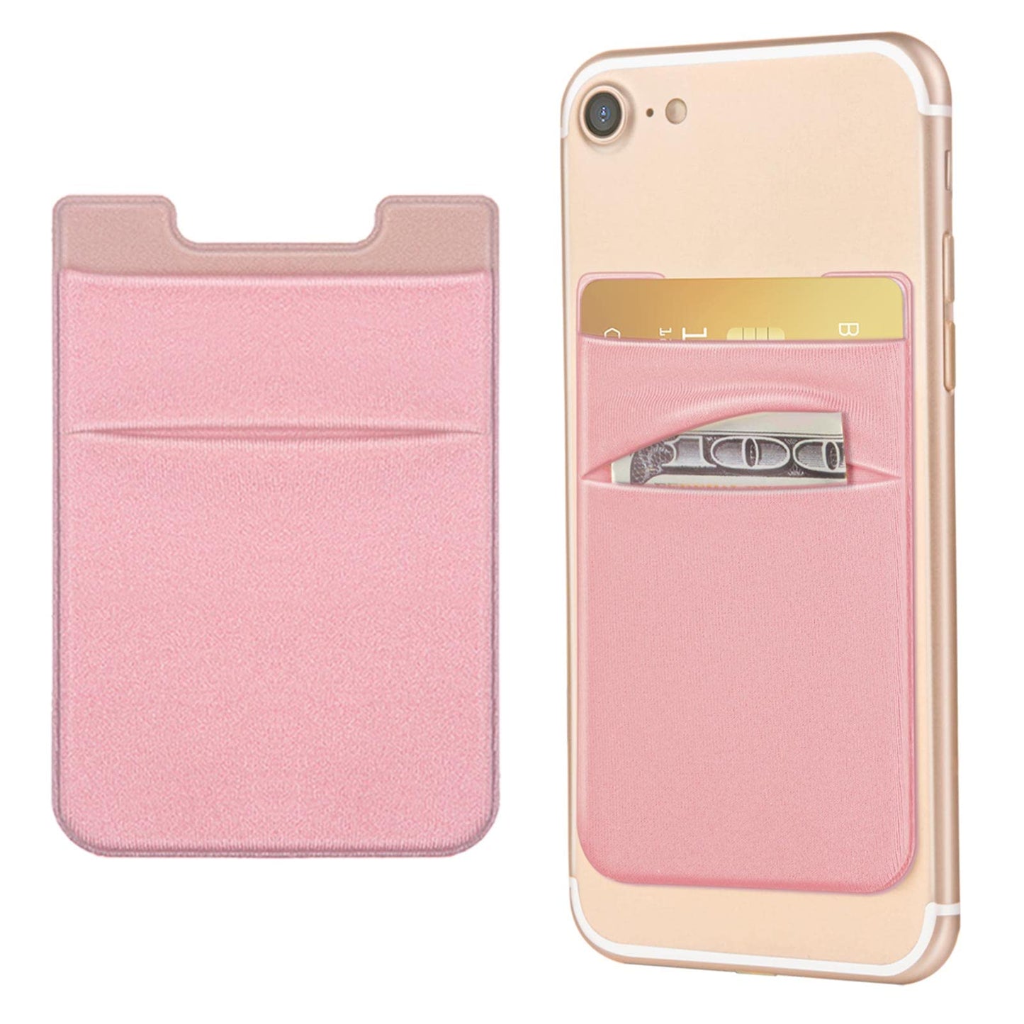 OBVIS Stick On Wallet Sleeve Cell Phone Card Holder, 2 Pack Pink