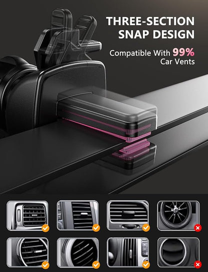 Wireless Car Charger, JOYMASS 15W Fast Charging Auto Clamping Car Charger Cell Phone Holder Mount Vent for iPhone 15 14 13 12 Mini Pro Max, Samsung Galaxy S24 Ultra S23 S22 S21+ Note 20, etc - Pink