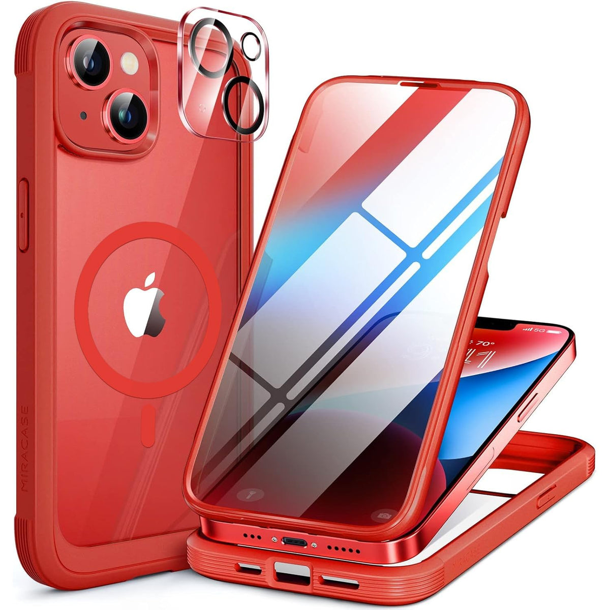 Miracase for iPhone 13 Case 6.1'',Full-Body Magnetic Clear Bumper Case with Built-in 9H Tempered Glass Screen Protector,Military Drop Protection Outdoor Phone Case — iPhone 14