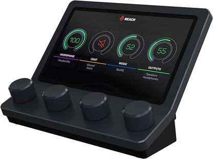 BEACN Mix - USB C Windows Audio Controller with a Beautiful 5” Color Display and 4 Smooth Push-Button encoders for Streaming, Gaming, Podcasting, and Work from Home Applications (Dark)