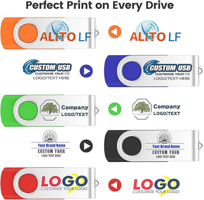 ABLAZE Custom Flash Drive 8GB 100 Pack, Personalized USB Drives Custom USB 2.0 Thumb Drives 100 Pack Memory Stick (Mixcolors)