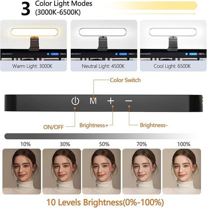 yAyusi Video Conference Light, LED Streaming Lighting for Laptop Computer Monitor, Desk Selfie Ring Light with Remote and Touch Control, PC Podcast Camera Webcam Light for Video Calls/Zoom Meetings