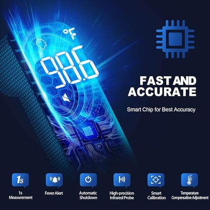 Thermometer for Adults and Kids, Digital Forehead Thermometer with Fever Alarm, Silent Mode & 35-Set Memory, Object 2 in 1 Mode